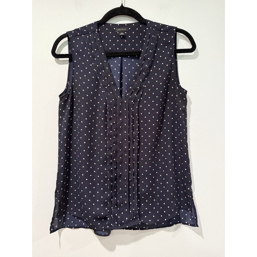Ann Taylor Polka Dot Top Small** Work Academia Lightweight Travel Preppy Career